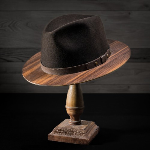 Plstený klobúk s dreveným okrajom - Orech americký, obvod 55cm